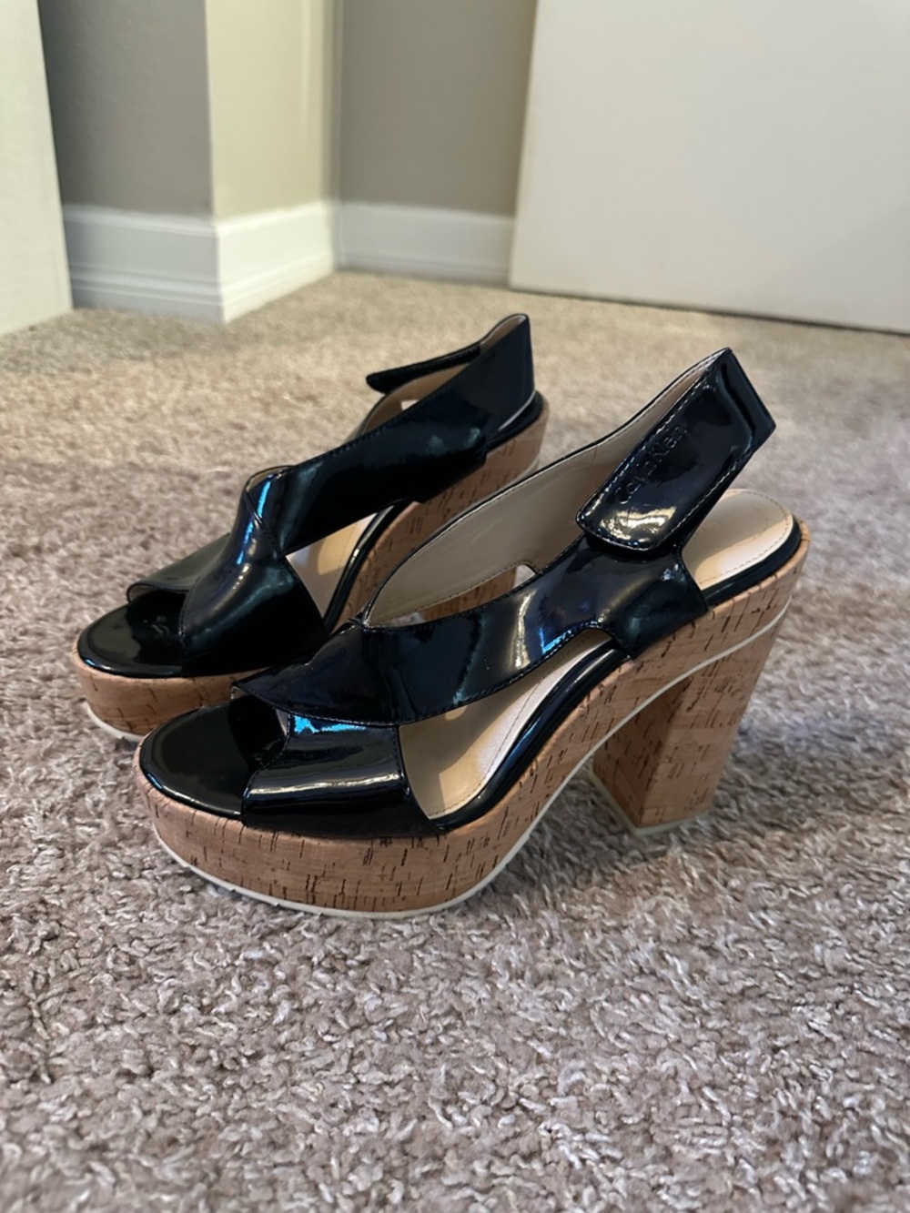 Calvin Klein chunky cork heels
